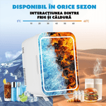 Ingrijire personala si Cosmetice - Machiaj - Accesorii machiaj - Mini Frigider CYBERDUST, Makeup&Beauty, Oglinda cu lumina LED, Cosmetice, Produse pentru ingrijirea pielii, 4L, Alb - Infinity.ro