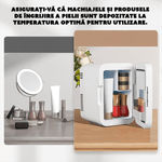 Ingrijire personala si Cosmetice - Machiaj - Accesorii machiaj - Mini Frigider CYBERDUST, Makeup&Beauty, Oglinda cu lumina LED, Cosmetice, Produse pentru ingrijirea pielii, 4L, Alb - Infinity.ro