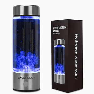Sticla Generatoare de Apa cu Hidrogen CYBERDUST, Electroliza, Reincarcabila, USB,  420 ML, Portabila, Otel inoxidabil