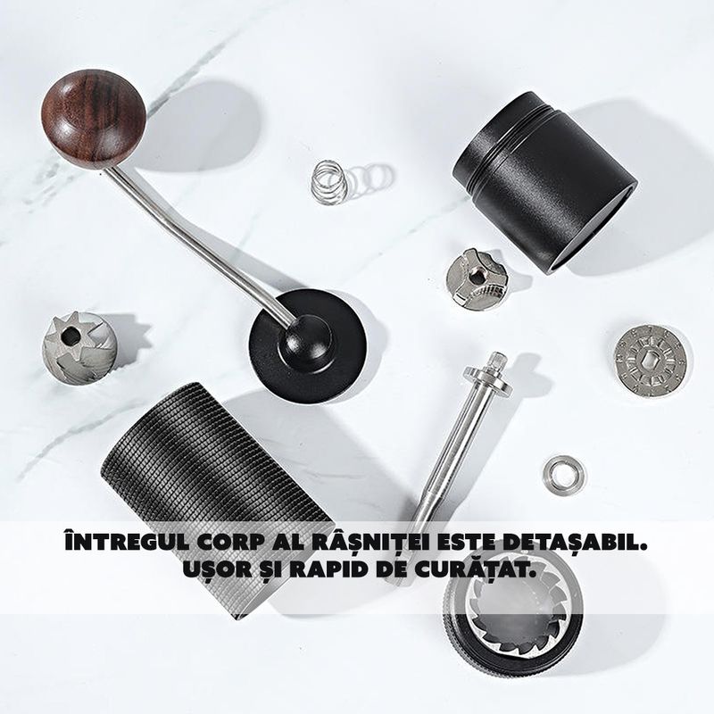 Electronice si Electrocasnice - Electrocasnice bucatarie - Preparare bauturi - Rasnite - Rasnita de cafea manuala CYBERDUST, Neagra, Sistem Dublu De Rulmenti, Macinare Stabila, Calatorit Si Camping - Infinity.ro