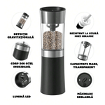 Casa si Gradina - Bucatarie si vesela - Ustensile bucatarie - Rasnite si dozatoare condimente - Set 2 Rasnite electrice CYBERDUST, Macinare Automata Cu Detectie Gravitationala, 2 Moduri de Macinare, Reincarcabil - Infinity.ro