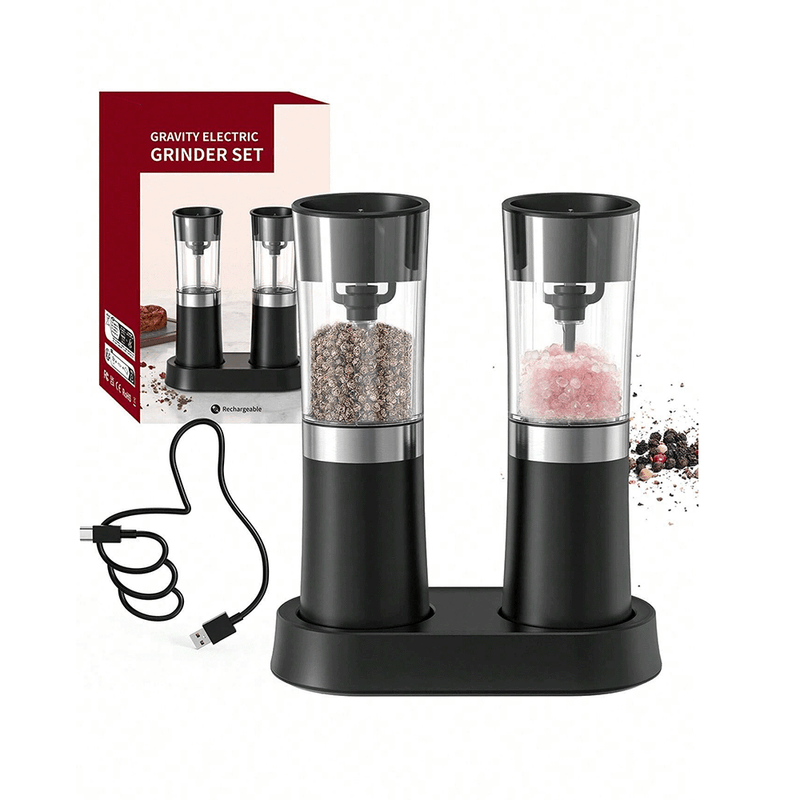 Casa si Gradina - Bucatarie si vesela - Ustensile bucatarie - Rasnite si dozatoare condimente - Set 2 Rasnite electrice CYBERDUST, Macinare Automata Cu Detectie Gravitationala, 2 Moduri de Macinare, Reincarcabil - Infinity.ro