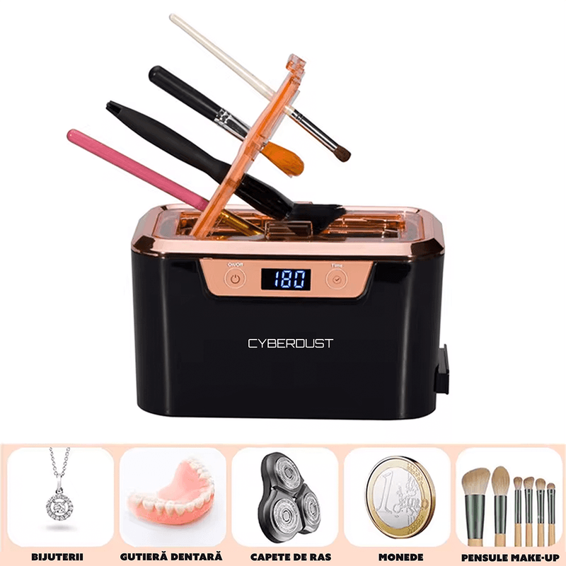 Ingrijire personala si Cosmetice - Machiaj - Accesorii machiaj - Curatator Ultrasonic pentru pensule de machiaj CYBERDUST, Profesional, 5 cicluri de curatare,5-6 Pensule simultan,800 ML - Infinity.ro