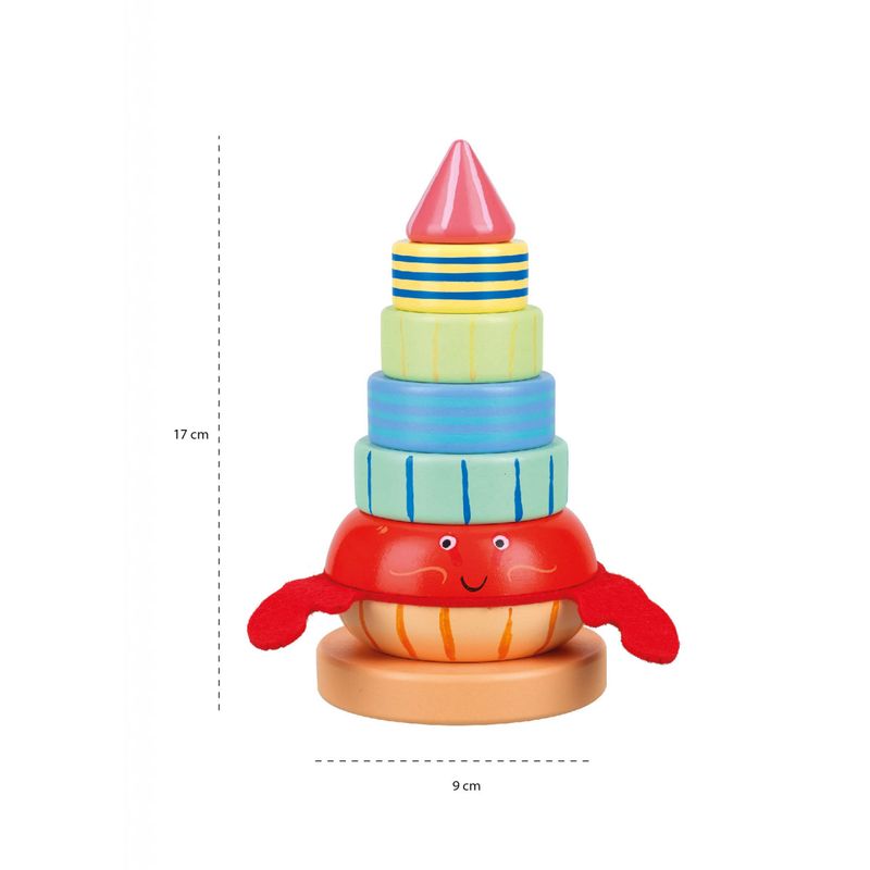 Jucarii, Copii si Bebe - Jucarii si jocuri - Jucarii bebelusi - Jucarii de sortat - Jucarie din lemn de stivuit cu crab, Orange Tree Toys - Infinity.ro