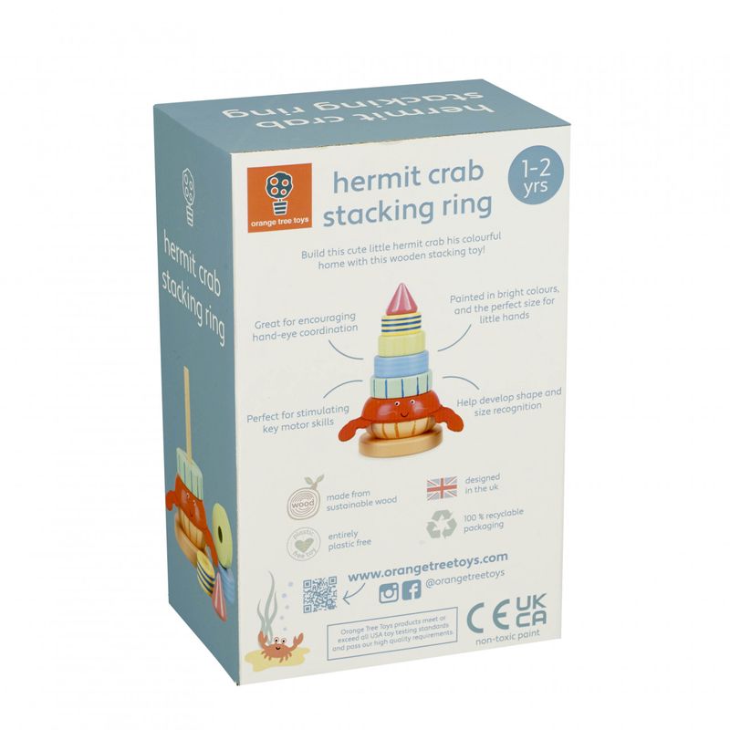 Jucarii, Copii si Bebe - Jucarii si jocuri - Jucarii bebelusi - Jucarii de sortat - Jucarie din lemn de stivuit cu crab, Orange Tree Toys - Infinity.ro