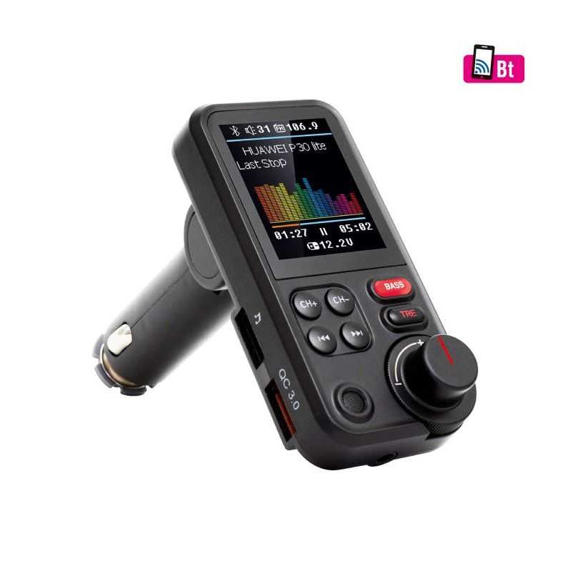 Modulator FM USB QC3.0 si Bluetooth mod EQ 5 in 1 ecran mare 1.8inch ...