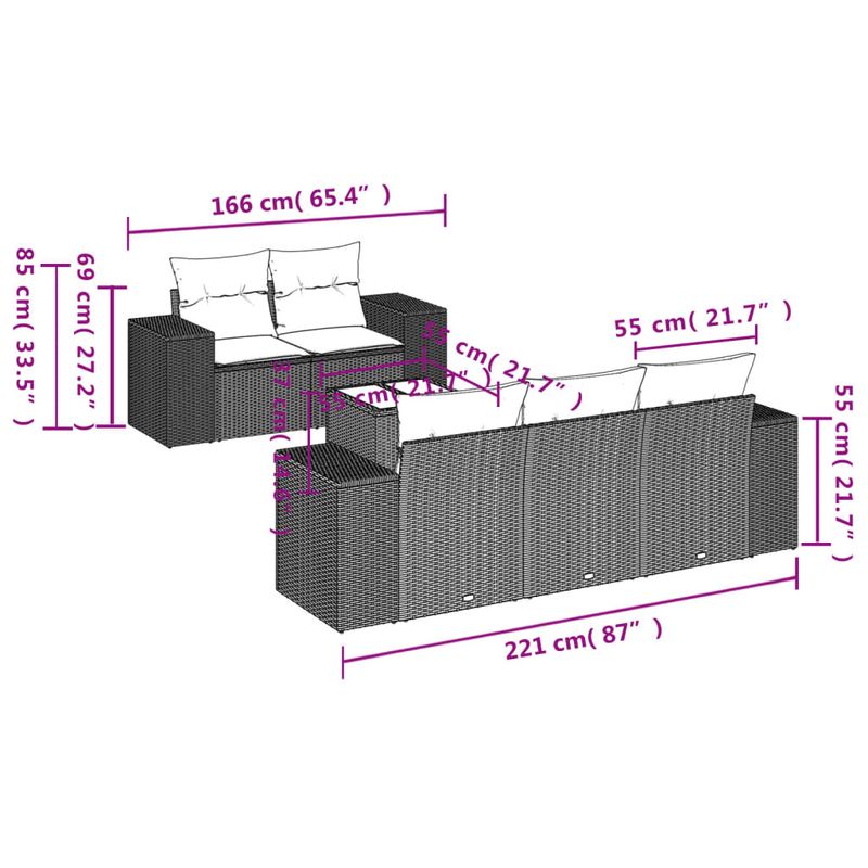 Casa si Gradina - Gradina si terasa - Mobilier exterior - Canapele si fotolii gradina - Set canapele de gradina cu perne, 6 piese gri deschis poliratan - Infinity.ro