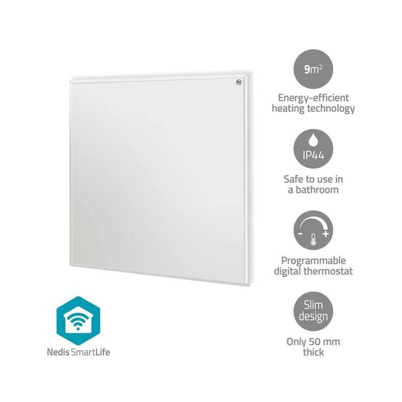 Casa si Gradina - Electrice - Panouri solare si accesorii - Sisteme panouri solare - Panou radiant cu infrarosu Nedis WiFi 350W termostat telecomanda IP44 alb 598x620x240mm HTIP350WTW - Infinity.ro