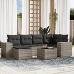 Casa si Gradina - Gradina si terasa - Mobilier exterior - Seturi mobila gradina - Set canapele de gradina cu perne, 7piese gri deschis poliratan - Infinity.ro
