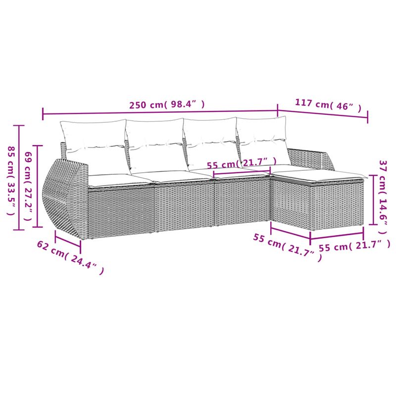Casa si Gradina - Gradina si terasa - Mobilier exterior - Seturi mobila gradina - Set canapele de gradina cu perne, 5 piese gri deschis poliratan - Infinity.ro