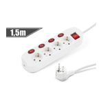 Casa si Gradina - Electrice - Accesorii electrice - Prelungitoare, triple, fise - Prelungitor cu 4 prize si buton 4+1 250V 16A 3500W conductor 3x1.50mm2 1.5m alb Delight - Infinity.ro