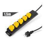 Casa si Gradina - Electrice - Accesorii electrice - Prelungitoare, triple, fise - Prelungitor pentru exterior cu capac 1.5m 5 prize 3x1.5mm2 IP44 negru Delight 20223E - Infinity.ro
