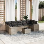 Casa si Gradina - Gradina si terasa - Mobilier exterior - Canapele si fotolii gradina - Set mobilier de gradina cu perne, 8 piese gri deschis poliratan - Infinity.ro