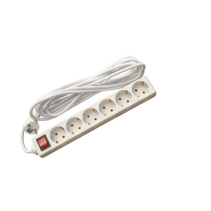 Prelungitor cu 6 prize, cablu 5 metri, Alb