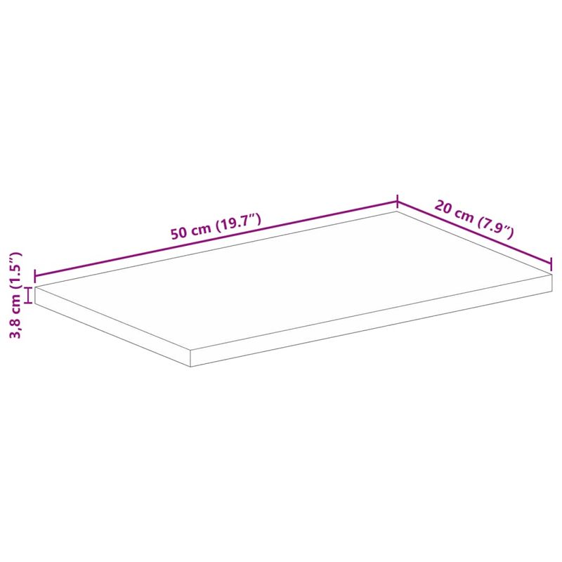 Casa si Gradina - Mobilier - Feronerie si accesorii mobila - Blat de masa, 50x20x3,8 cm, dreptunghiular, lemn masiv de mango (finisaj stejar) - Infinity.ro