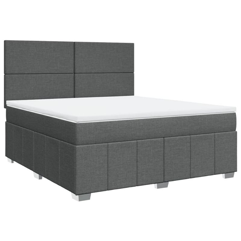 Casa si Gradina - Mobilier - Paturi si accesorii - Paturi - Pat box spring cu saltea, gri inchis, 180x200 cm, textil - Infinity.ro