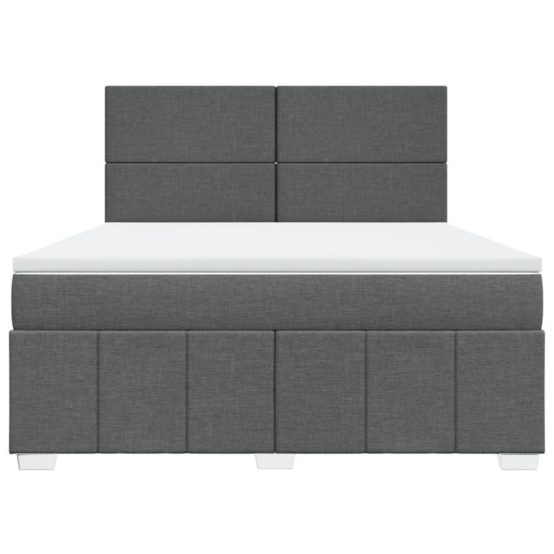 Casa si Gradina - Mobilier - Paturi si accesorii - Paturi - Pat box spring cu saltea, gri inchis, 180x200 cm, textil - Infinity.ro