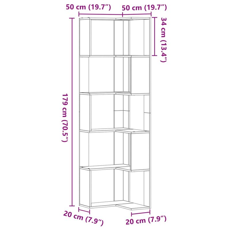 Casa si Gradina - Mobilier - Biblioteci si rafturi - Biblioteci - Biblioteca 5 niveluri lemn vechi 50x50x179cm lemn prelucrat - Infinity.ro