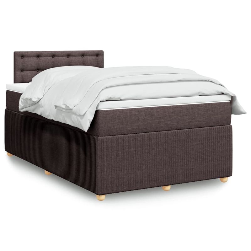 Casa si Gradina - Mobilier - Paturi si accesorii - Paturi - Pat box spring cu saltea, maro inchis, 120x200 cm, textil - Infinity.ro