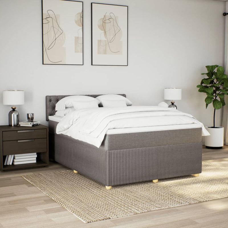 Casa si Gradina - Mobilier - Paturi si accesorii - Paturi - Pat box spring cu saltea, gri taupe, 160x200 cm material textil - Infinity.ro