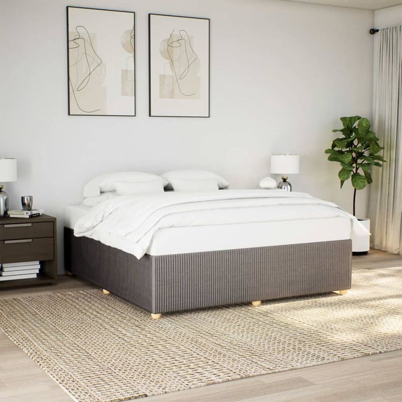 Casa si Gradina - Mobilier - Paturi si accesorii - Paturi - Cadru de pat fara saltea, gri taupe, 200x200 cm, textil - Infinity.ro
