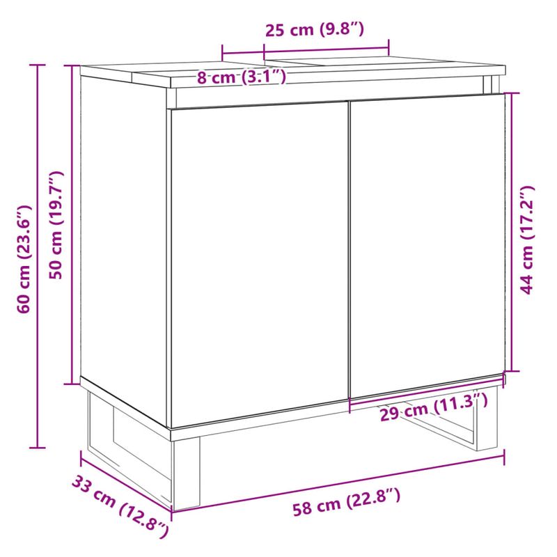 Casa si Gradina - Mobilier - Mobilier baie - Comode baie - Dulap de baie, stejar sonoma, 58x33x60 cm, lemn prelucrat - Infinity.ro