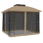 Casa si Gradina - Gradina si terasa - Umbrele si pavilioane - Pavilioane - Foisor cu acoperis dublu/pereti din plasa taupe 2,94x2,94m otel - Infinity.ro