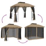 Casa si Gradina - Gradina si terasa - Umbrele si pavilioane - Pavilioane - Foisor cu acoperis dublu/pereti din plasa taupe 2,94x2,94m otel - Infinity.ro