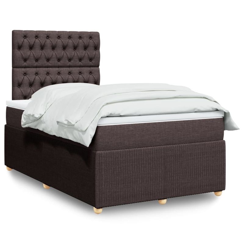 Casa si Gradina - Mobilier - Paturi si accesorii - Paturi - Pat box spring cu saltea, maro inchis, 120x190 cm, textil - Infinity.ro