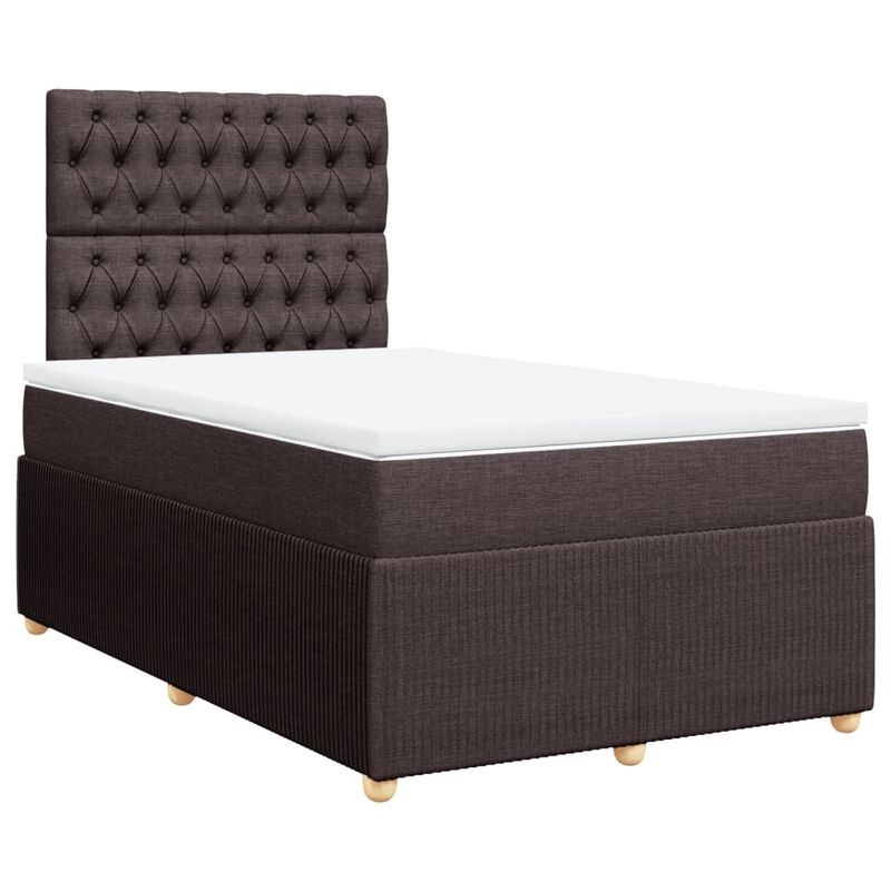 Casa si Gradina - Mobilier - Paturi si accesorii - Paturi - Pat box spring cu saltea, maro inchis, 120x190 cm, textil - Infinity.ro