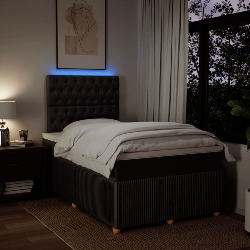 Casa si Gradina - Mobilier - Paturi si accesorii - Paturi - Pat box spring cu saltea, maro inchis, 120x190 cm, textil - Infinity.ro