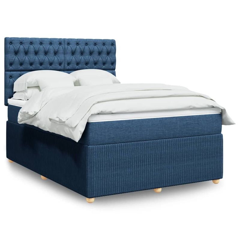 Casa si Gradina - Mobilier - Paturi si accesorii - Paturi - Pat continental cu saltea, albastru, 160x200cm, material textil - Infinity.ro