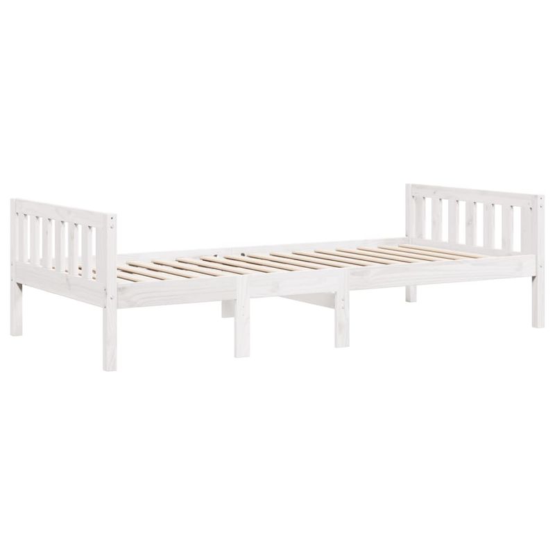 Casa si Gradina - Mobilier - Paturi si accesorii - Paturi - Pat pentru copii fara saltea, alb, 75x190 cm, lemn masiv de pin - Infinity.ro