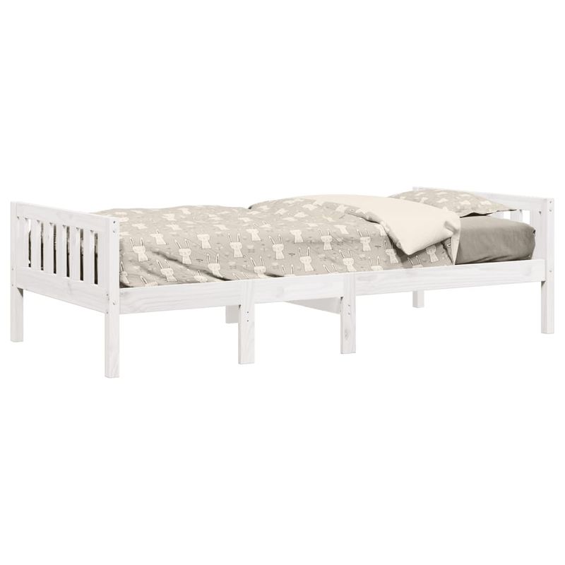 Casa si Gradina - Mobilier - Paturi si accesorii - Paturi - Pat pentru copii fara saltea, alb, 75x190 cm, lemn masiv de pin - Infinity.ro