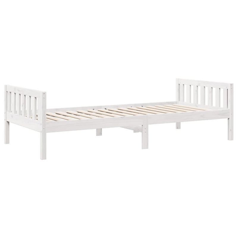 Casa si Gradina - Mobilier - Paturi si accesorii - Paturi - Pat pentru copii fara saltea, alb, 75x190 cm, lemn masiv de pin - Infinity.ro