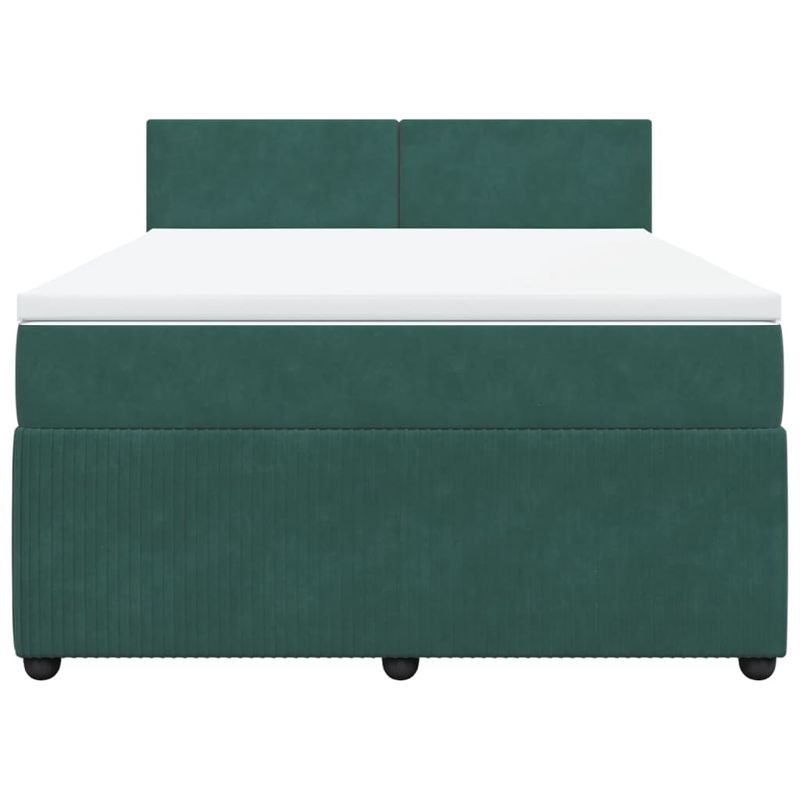 Casa si Gradina - Mobilier - Paturi si accesorii - Paturi - Pat box spring cu saltea, verde inchis, 140x190 cm, catifea - Infinity.ro