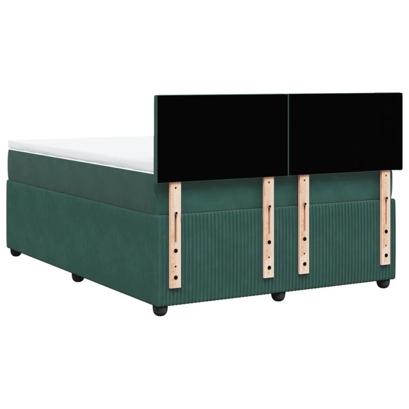 Casa si Gradina - Mobilier - Paturi si accesorii - Paturi - Pat box spring cu saltea, verde inchis, 140x190 cm, catifea - Infinity.ro