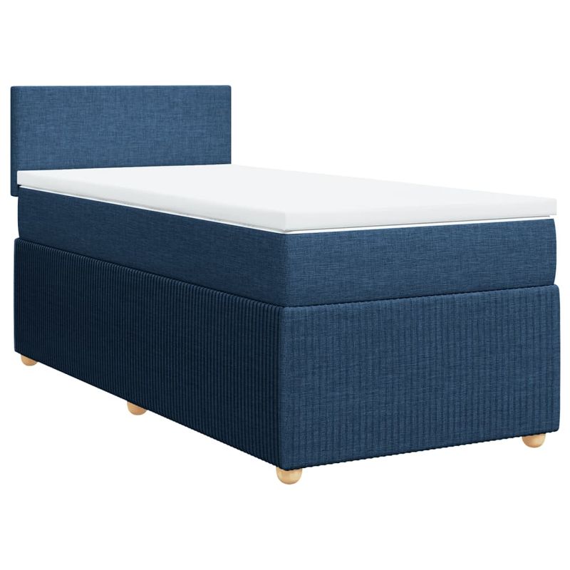 Casa si Gradina - Mobilier - Paturi si accesorii - Paturi - Pat box spring cu saltea, albastru, 90x200 cm, textil - Infinity.ro