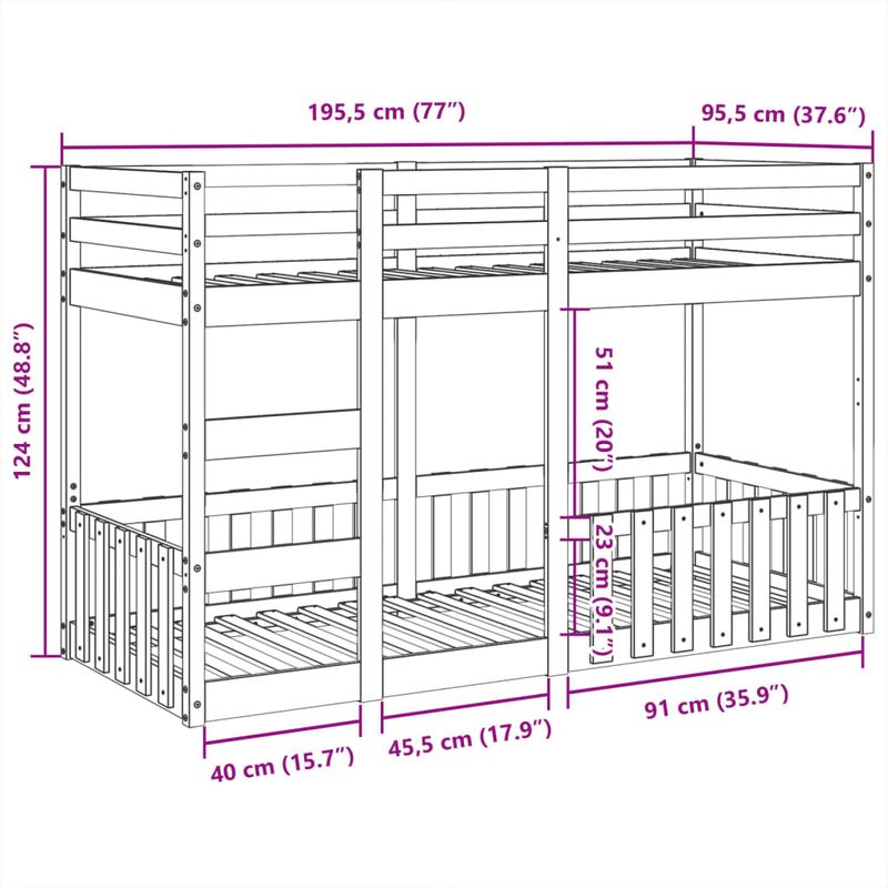 Casa si Gradina - Mobilier - Paturi si accesorii - Paturi - Pat supraetajat, 90x200 cm, lemn masiv de pin - Infinity.ro