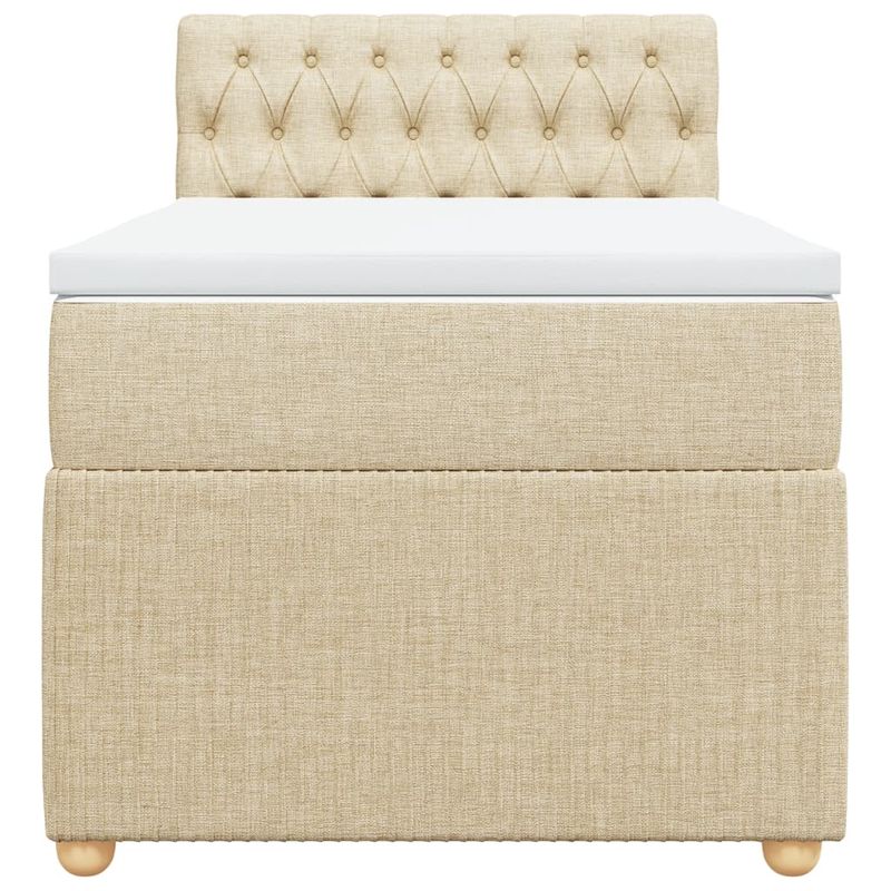 Casa si Gradina - Mobilier - Paturi si accesorii - Paturi - Pat box spring cu saltea, crem, 100x200 cm, textil - Infinity.ro