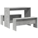 Casa si Gradina - Mobilier - Seturi de mobilier - Seturi bucatarie - Set masa si banci bucatarie, 3 piese, gri beton, lemn prelucrat - Infinity.ro