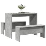 Casa si Gradina - Mobilier - Seturi de mobilier - Seturi bucatarie - Set masa si banci bucatarie, 3 piese, gri beton, lemn prelucrat - Infinity.ro