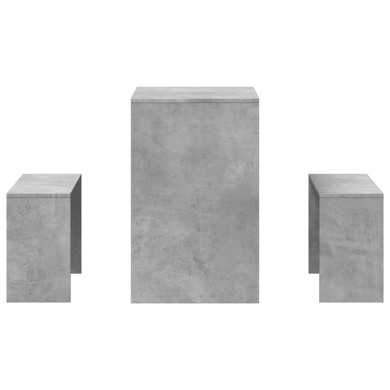 Casa si Gradina - Mobilier - Seturi de mobilier - Seturi bucatarie - Set masa si banci bucatarie, 3 piese, gri beton, lemn prelucrat - Infinity.ro