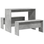 Casa si Gradina - Mobilier - Seturi de mobilier - Seturi bucatarie - Set masa si banci bucatarie, 3 piese, gri beton, lemn prelucrat - Infinity.ro