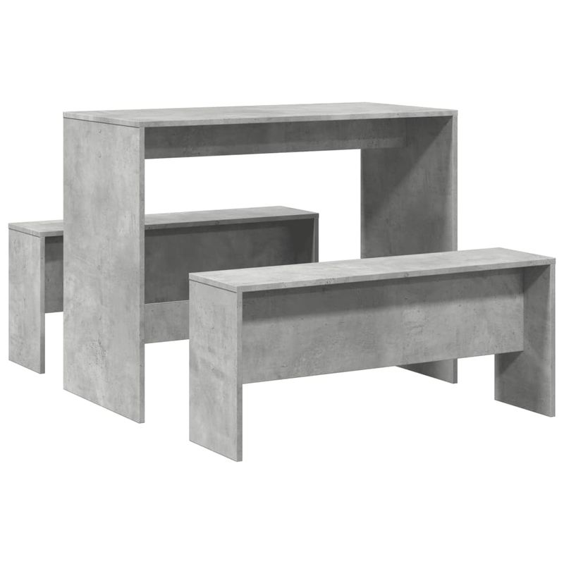 Casa si Gradina - Mobilier - Seturi de mobilier - Seturi bucatarie - Set masa si banci bucatarie, 3 piese, gri beton, lemn prelucrat - Infinity.ro