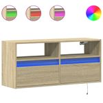 Casa si Gradina - Mobilier - Comode si corpuri - Comode - Comoda TV de perete cu lumini LED, stejar sonoma, 100x31x45 cm - Infinity.ro