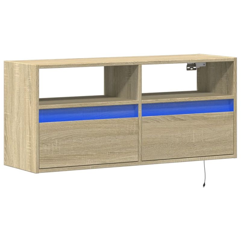 Casa si Gradina - Mobilier - Comode si corpuri - Comode - Comoda TV de perete cu lumini LED, stejar sonoma, 100x31x45 cm - Infinity.ro