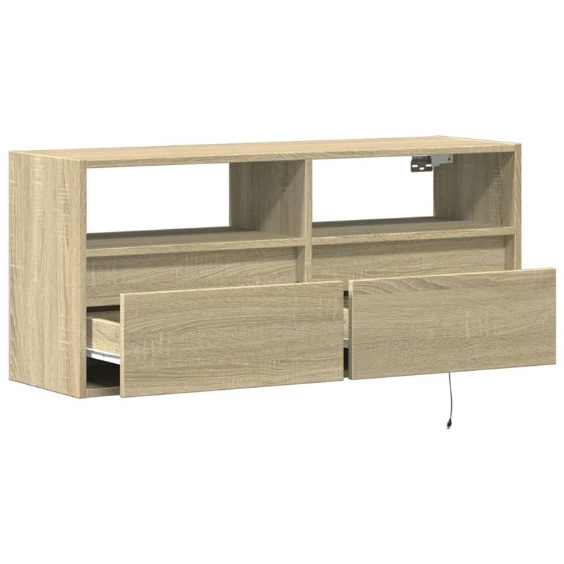 Casa si Gradina - Mobilier - Comode si corpuri - Comode - Comoda TV de perete cu lumini LED, stejar sonoma, 100x31x45 cm - Infinity.ro