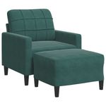 Casa si Gradina - Mobilier - Scaune si fotolii - Fotolii - Fotoliu canapea cu taburet, verde inchis, 60 cm, catifea - Infinity.ro
