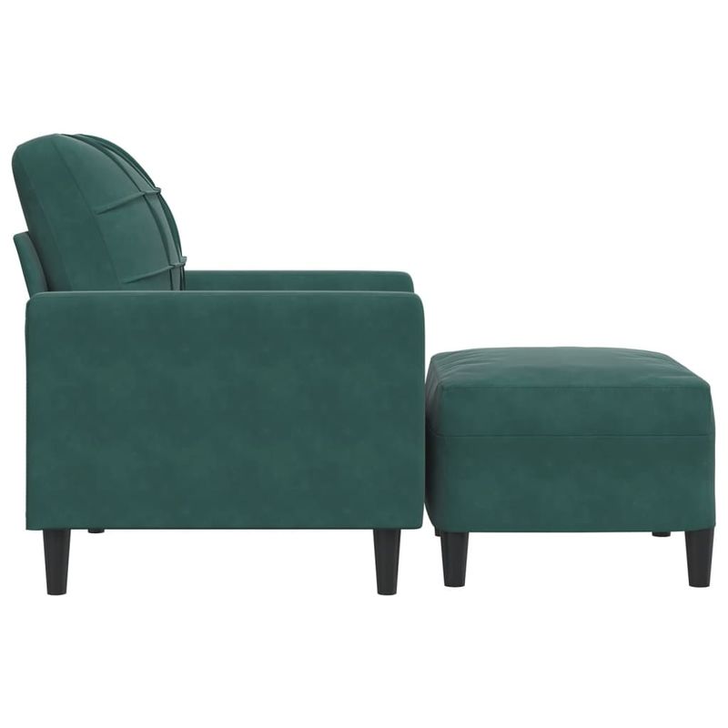 Casa si Gradina - Mobilier - Scaune si fotolii - Fotolii - Fotoliu canapea cu taburet, verde inchis, 60 cm, catifea - Infinity.ro
